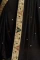 Black Embroidered Saree in Silk