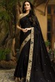 Black Embroidered Saree in Silk