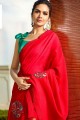 Silk Saree with Patch in Red