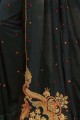 Black Silk Saree with Embroidered