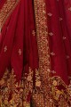 Indian Silk Maroon Saree in Embroidered