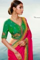 Rani Pink Saree with Embroidered Silk