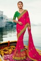 Rani Pink Saree with Embroidered Silk