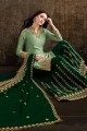 Light Green Satin Satin Sharara Suits