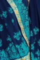 Latest Royal Blue Embroidered Georgette Saree