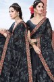 Black Embroidered Saree in Georgette