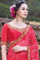 Pink Saree in Georgette with Embroidered