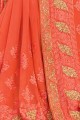 Orange Saree in Georgette with Embroidered