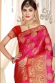 Dark Pink Saree with Weaving Art Silk