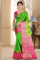 Weaving Art Silk Saree in Parrot Green with Blouse
