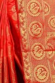Indian Ethnic Saree in Red Art Silk with Weaving