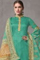 sea Green Silk Palazzo Suits with Cotton
