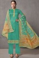 sea Green Silk Palazzo Suits with Cotton