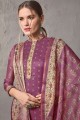 Silk Palazzo Suits in Purple with Cotton