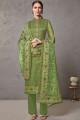Green Palazzo Suits with Cotton Silk