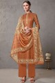Cotton Palazzo Suits in Rust Orange Silk