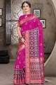 Weaving Saree in Dark Pink Art Silk