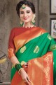 Ethinc Saree in Green Art Silk with Weaving