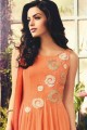 Cotton Orange Anarkali Suits in Cotton