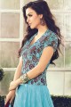 Blue Cotton Anarkali Suits with dupatta