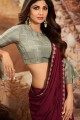 New Maroon Embroidered Saree in Silk