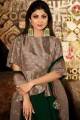 Silk Embroidered Dark Green Saree with Blouse