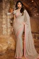 Satin & Silk Saree with Embroidered in Grey
