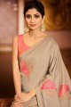 Embroidered Silk Dusty Grey Saree Blouse