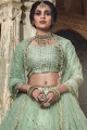 Net Lehenga Choli with Embroidery in Pastel Green