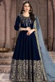 Navy Blue Anarkali Suits with Art Silk Art Silk