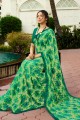 Impressive Green Georgette Saree with Printed