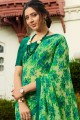 Impressive Green Georgette Saree with Printed