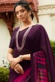 Saree in Wine  Georgette with Printed