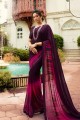 Saree in Wine  Georgette with Printed