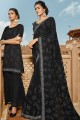 Black Saree in Georgette with Embroidered