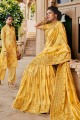 Yellow Saree with Embroidered Satin