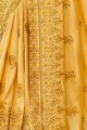 Yellow Saree with Embroidered Satin