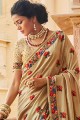Embroidered Art Silk Saree in Beige with Blouse
