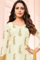 Stunning Silk Salwar Kameez in off White with Silk