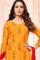 Silk Salwar Kameez in Orange Silk