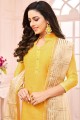 Yellow Silk Churidar Salwar Kameez
