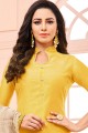Yellow Silk Churidar Salwar Kameez
