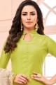 Green Silk Churidar Salwar Kameez with Silk