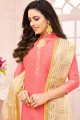 Silk Salwar Kameez in Pink with Silk