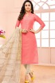 Silk Salwar Kameez in Pink with Silk