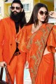 Dazzling Art Silk Embroidered Orange Saree with Blouse