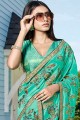 Embroidered Art Silk Saree in Sea Green with Blouse