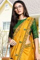 Traditional Yellow Embroidered Art Silk Saree