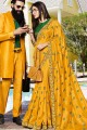 Traditional Yellow Embroidered Art Silk Saree