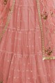 Pink Lehenga Choli in Embroidered Net